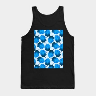 Tropical Leaves Pattern in Blue Tank Top